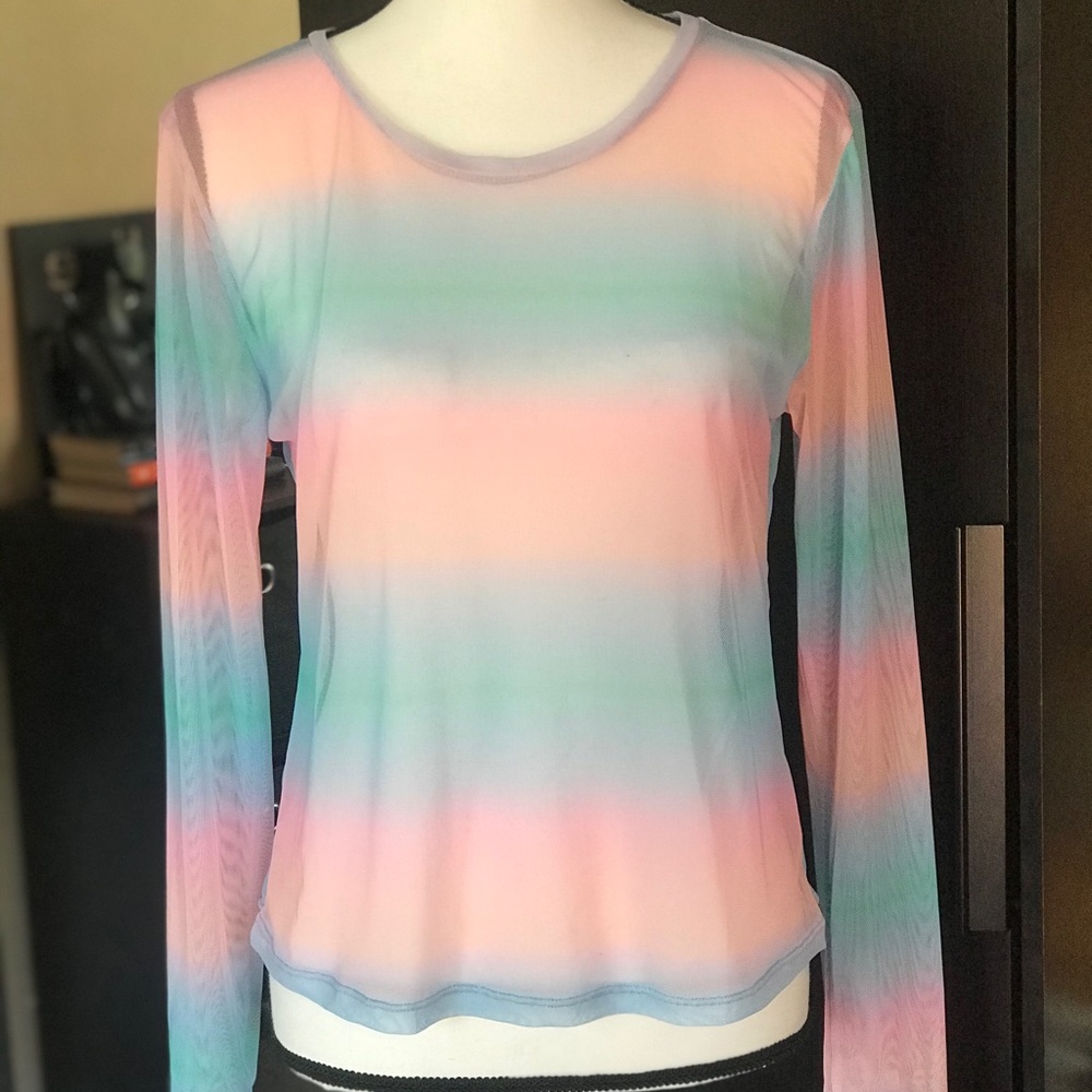 LOB Rainbow Colors Long Sleeve Top NWOT Size L